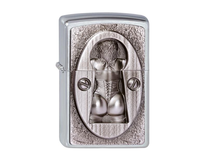 Zippo "Keyhole" in street chrome lighter.